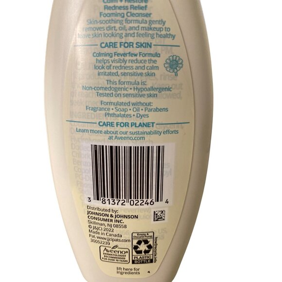 Aveeno Calm + Restore Redness Relief Foaming Cleanser 6 Fl Oz (2 Pack) For Sensi - Picture 3 of 4